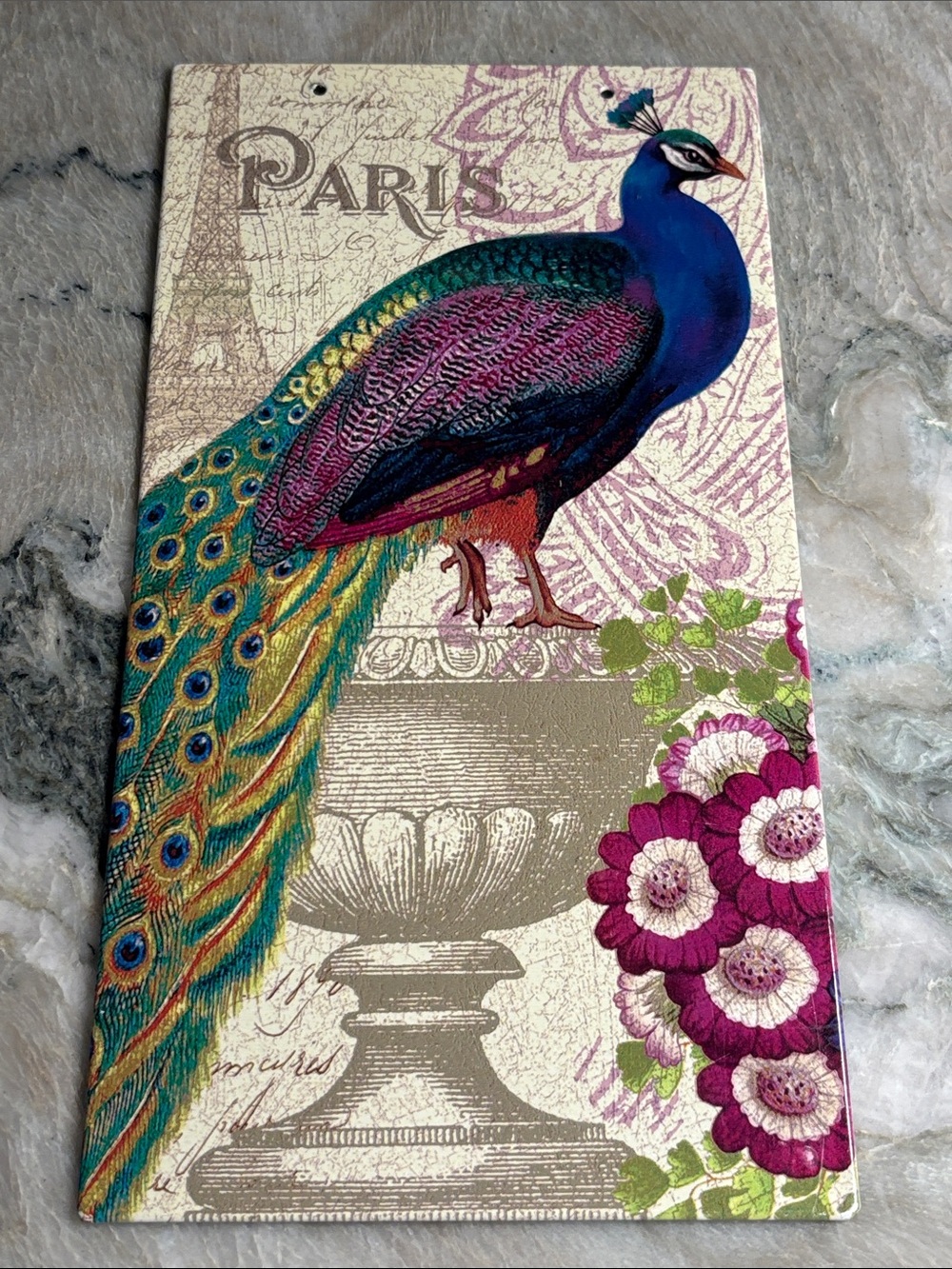 Decorative Peacock Wall Plaque - Multicolor metal